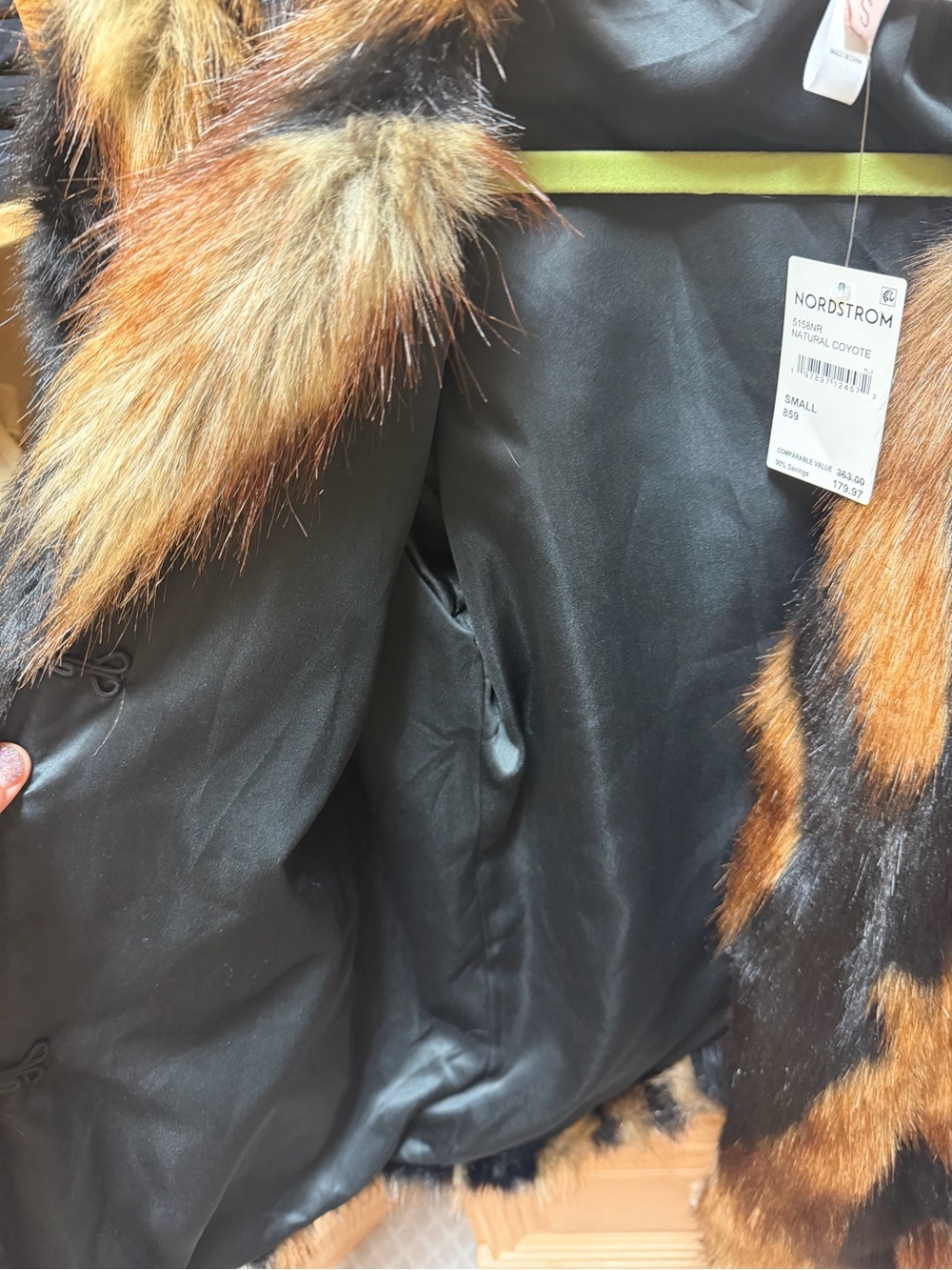 Hutch Faux Fur Coat - Black and Brown - Picture 3 of 5
